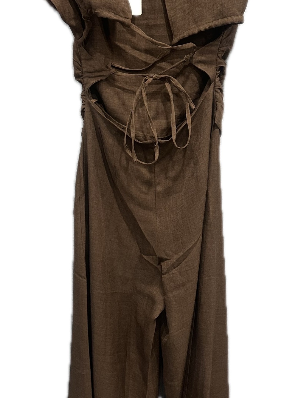 Klesis Brown Wide Leg Open Back Tie Jumpsuit Size M NWT - Picture 4 of 5